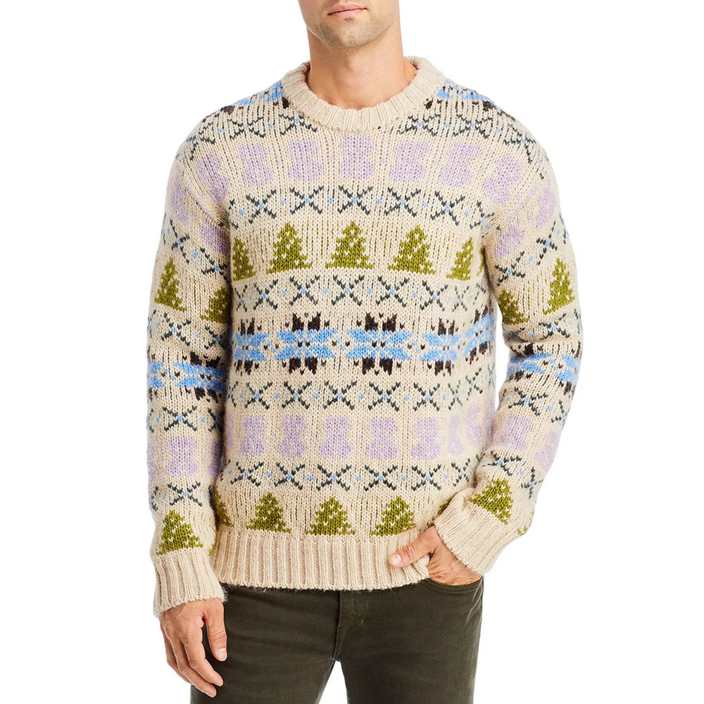 NN07 Stein Holiday Crewneck Sweater Ecru Multi Size L